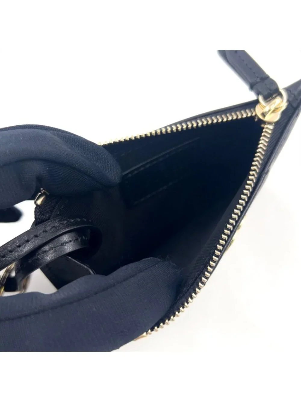 Gucci GG Marmont Leather Black Coin Case Gold With